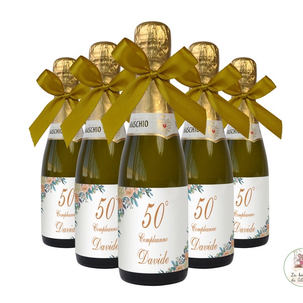 Bottiglietta di Prosecco con Etichetta Personalizzabile – Bomboniera COMPLEANNO 50 ANNI