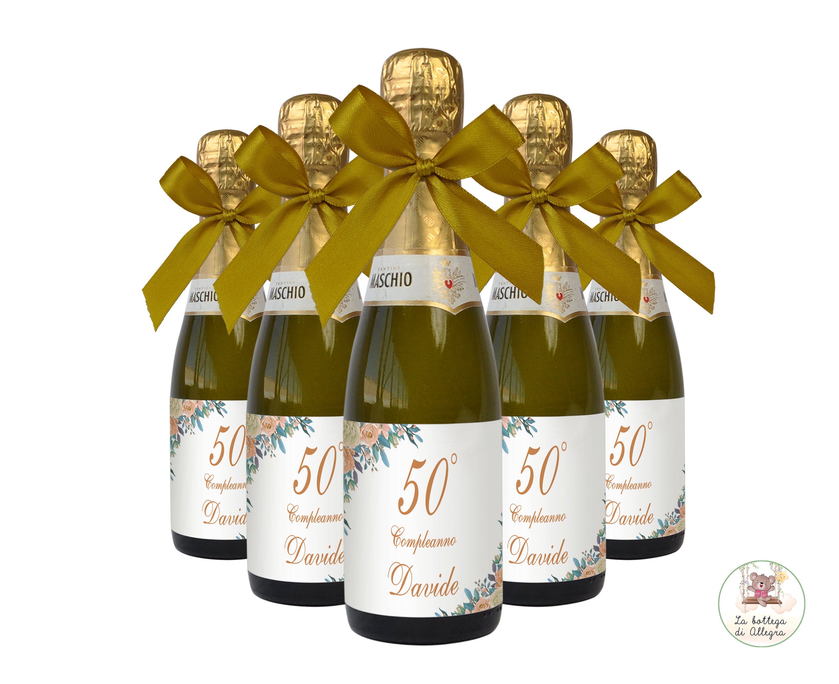 Bottle of Prosecco With Customizable Label 50 YEARS BIRTHDAY Favor 