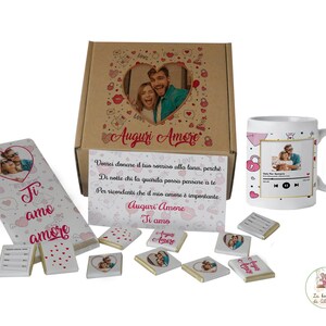 Gift box per la PERSONA AMATA, con mug, cioccolattini e cioccolato personalizzato con dedica