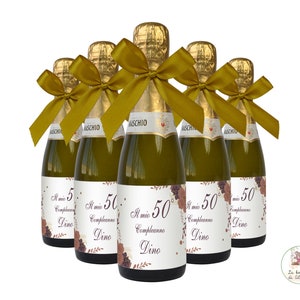 Bouteille de Prosecco avec étiquette personnalisable Faveur pour ANNIVERSAIRE HOMME DE 50 ANS image 1