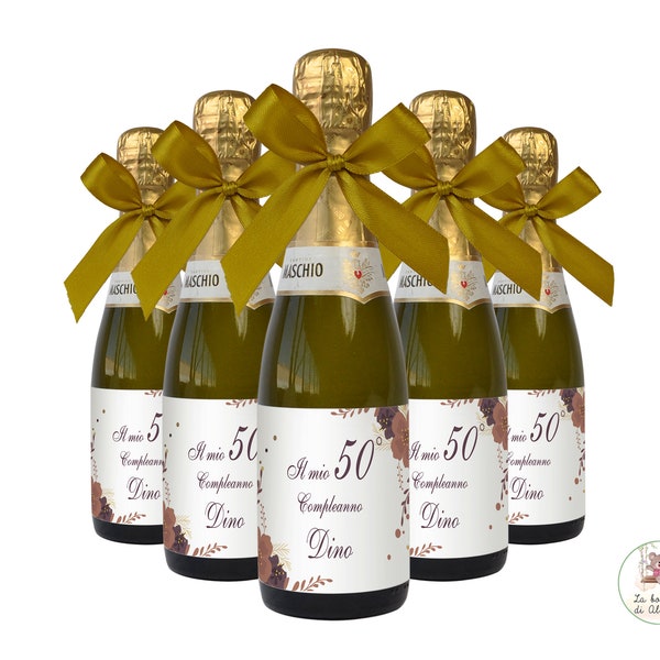 Bottiglietta di Prosecco con Etichetta Personalizzabile – Bomboniera COMPLEANNO 50 ANNI UOMO