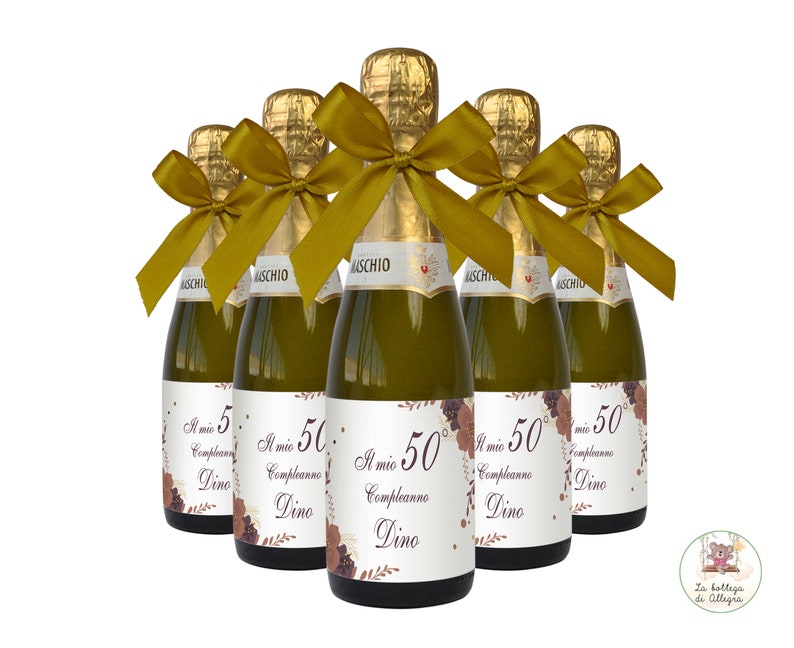 Bouteille de Prosecco avec étiquette personnalisable Faveur pour ANNIVERSAIRE HOMME DE 50 ANS image 1