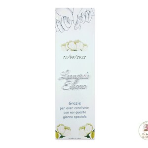 Segnaposto PROMESSA di MATRIMONIO, segnaposto segnalibro, segnalibro con dedica, segnaposto con nome plexy