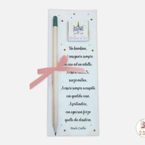 Segnaposto con cioccolatino e matita piantabile Unicorno