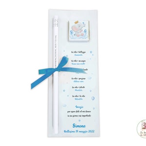 Segnaposto eventi vari, segnaposto segnalibro, segnaposto con cioccolatino e matita ANTIBATTERICA BATTESIMO e COMPLEANNO bimbo