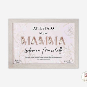 Attestato migliore Mamma del mondo, regalo alla mamma
