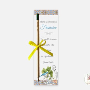 Segnaposto eventi vari, segnaposto segnalibro, segnalibro con dedica, segnaposto con matita antibatterica PRIMA COMUNIONE BIMBO