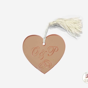 Kit 10 Segnaposto Cuore Nozze in plexy con nappina