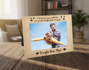 Cornice Portafoto In Legno Personalizzata – Scritta 'Dad' Per Figlio O Figlia, Decorazione Da Camera