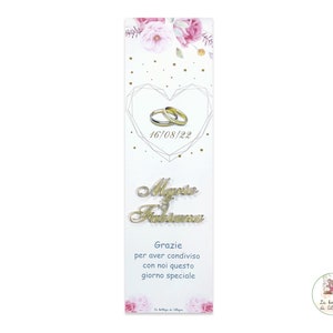 Espace réservé WEDDING, espace réservé de signet, signet avec dédicace, espace réservé de nom en plexy