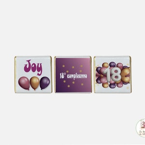 Gepersonaliseerde chocolaatjes, tijdelijke chocolaatjes, 18 JAAR pralines