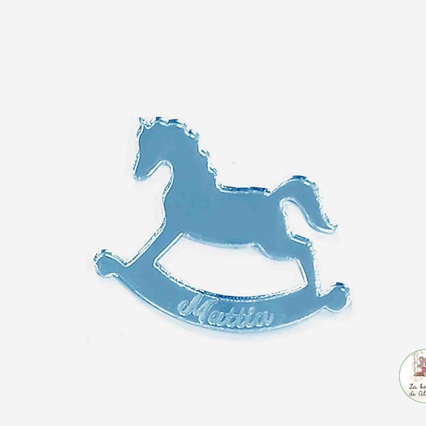 Kit de 10 marque-places Cheval à Bascule en Plexiglas, personnalisés avec prénom