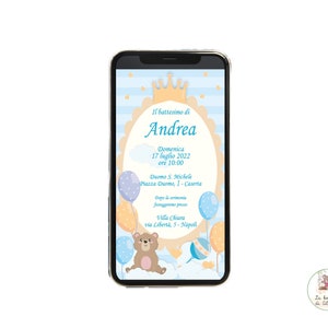 INVITO digitale Battesimo bimbo, invito personalizzabile, invito festa, invito digitale, invito Whatsapp