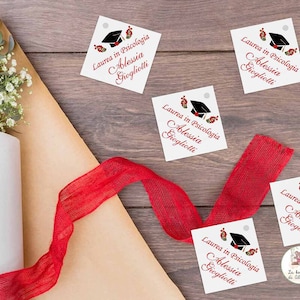 Kit 20 Tag biglietto quadrato e forato per bomboniera Laurea