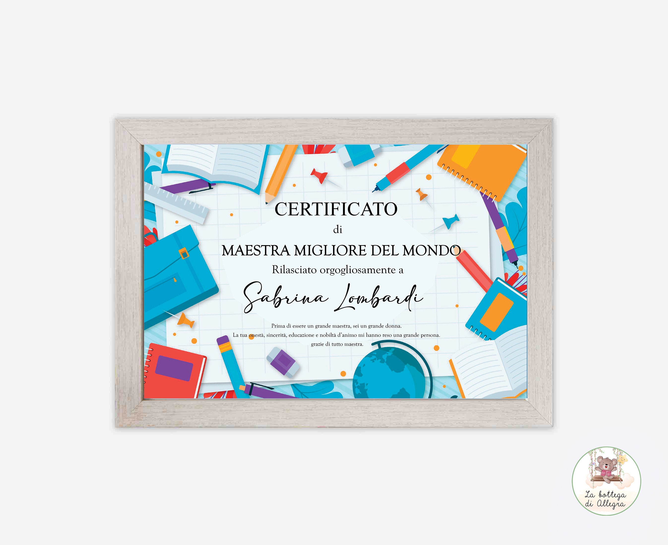 Diploma Cartella Per Maestra Attestato Migliore Maestra Del Mondo