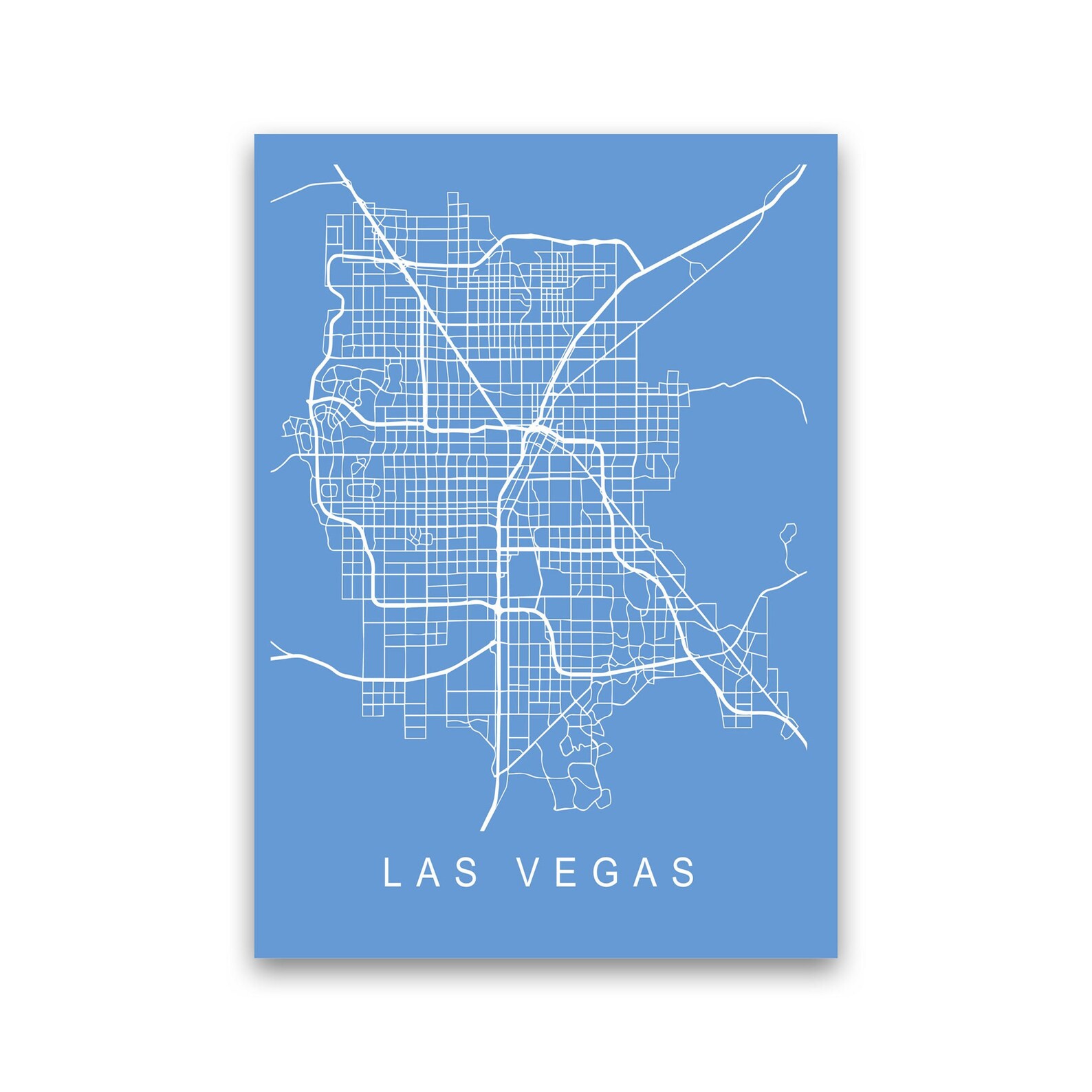 Las Vegas Map Blueprint Art Print by Pixy Paper Etsy