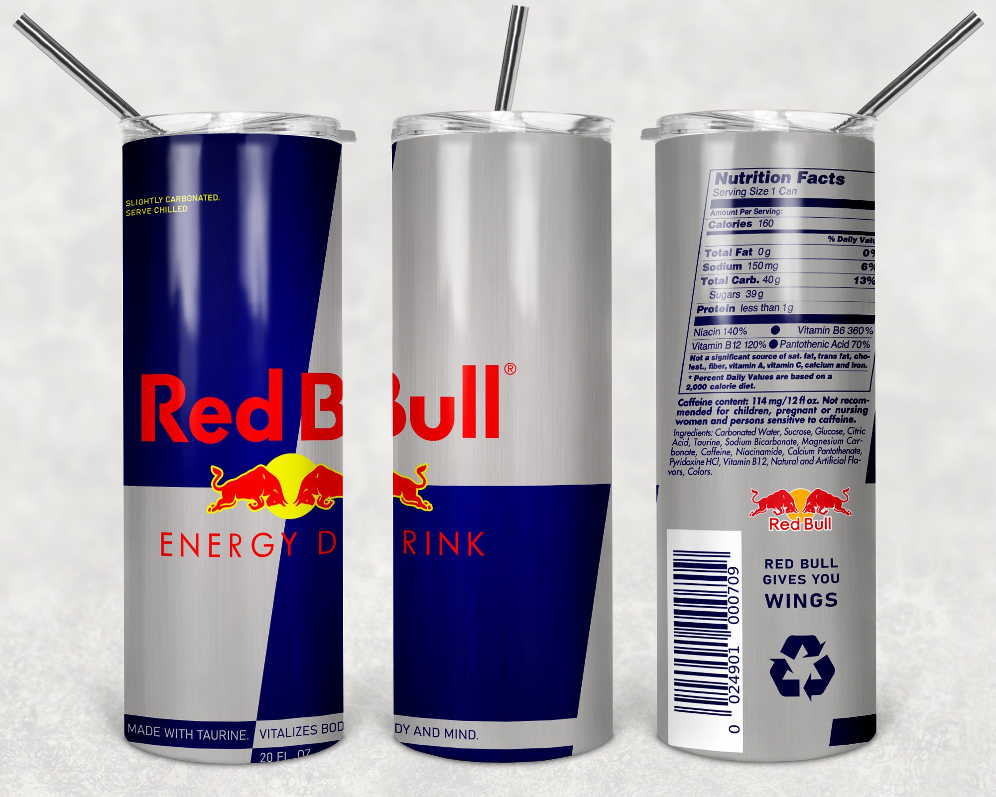 20oz Red Tumbler Red Bull Tumbler Energy Drink Etsy