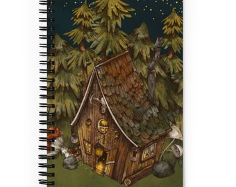 Baba Yaga Witch Hut Dotted Journal, Woodland Notebook