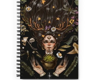 Forest Witch Cauldron Bullet Journal, Botanical Pagan Notebook