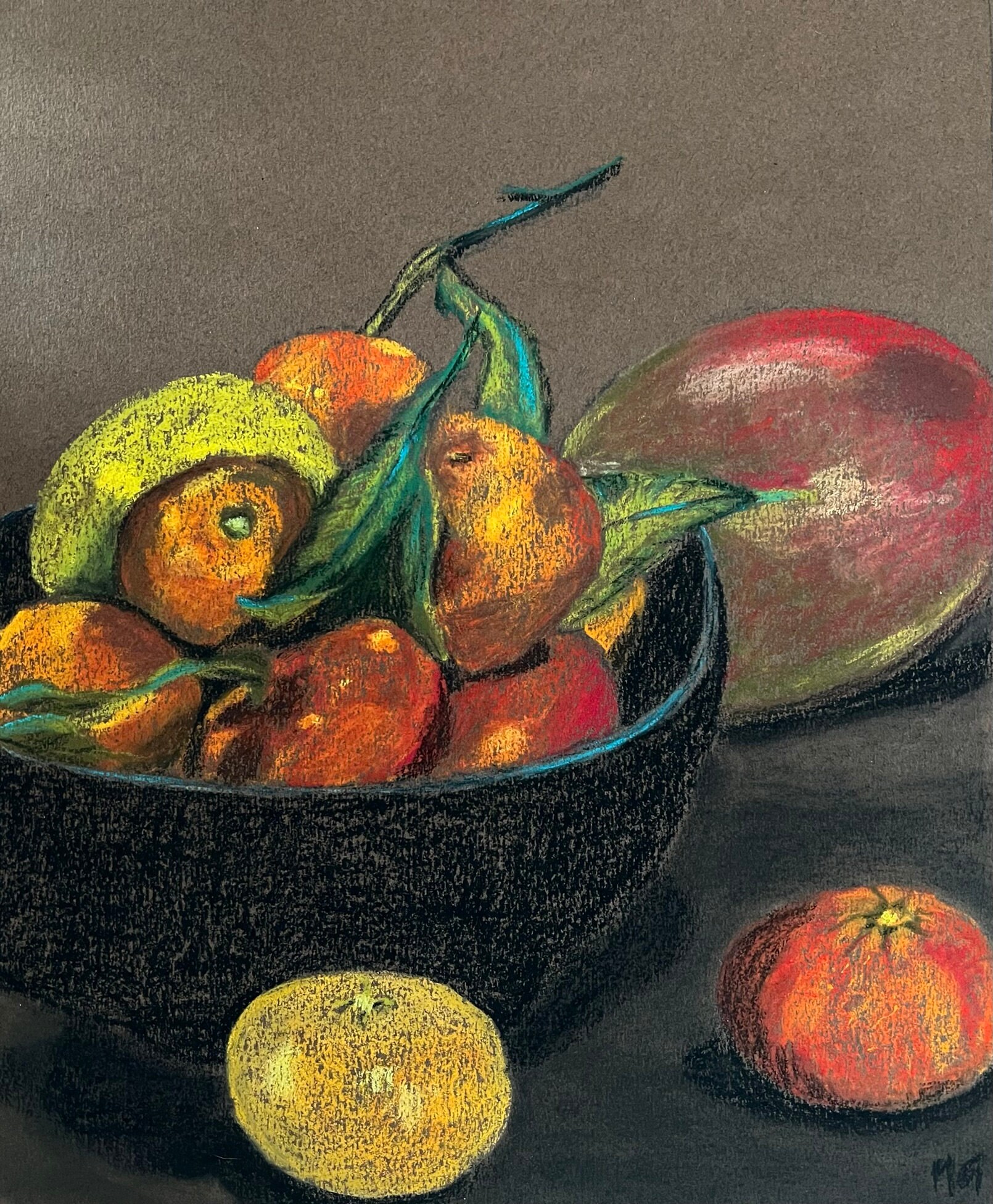 Dessin Pastels Secs Nature Morte Orange