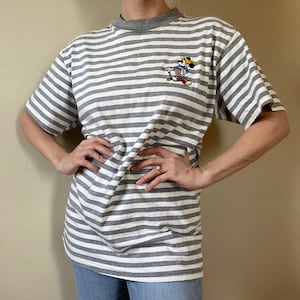 Vintage Single Stitch Mickey Mouse Golfer Striped Ringer Unisex T-shirt