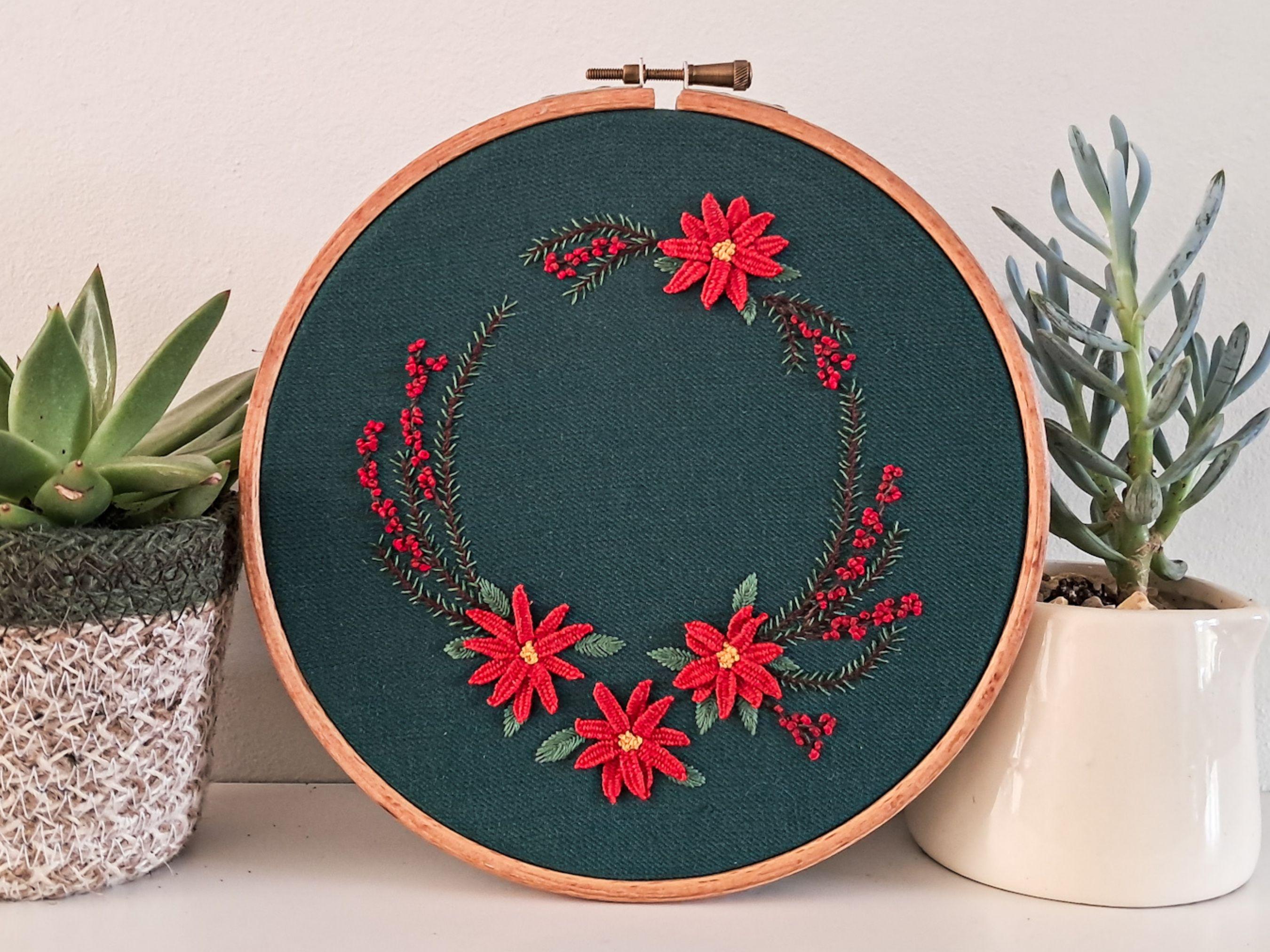 Floral Wreath Embroidery Pattern Bundle, Spring Summer Autumn Winter ...