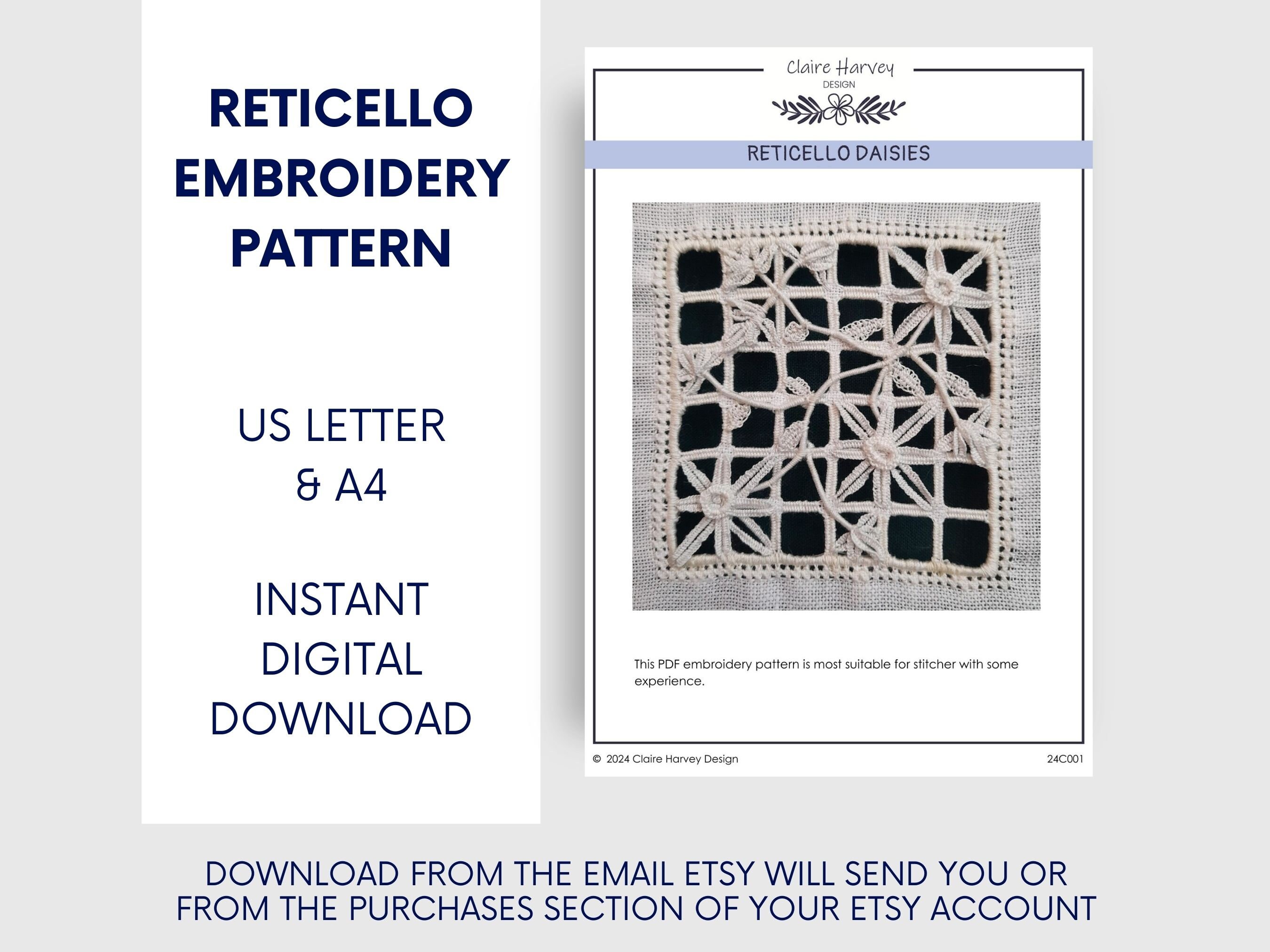 Reticello Floral Daisy Embroidery Pattern With Full Instructions ...