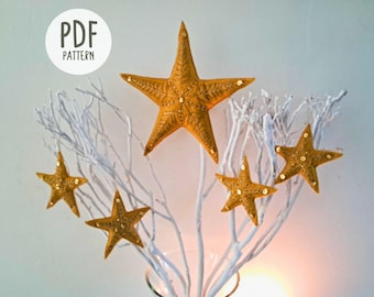 Stern PDF Anleitung fr Weihnachtsbaumspitze, Filz Ornament zum Basteln mit  Metallicfaden, Handstickerei - 24G004 - Etsy.de