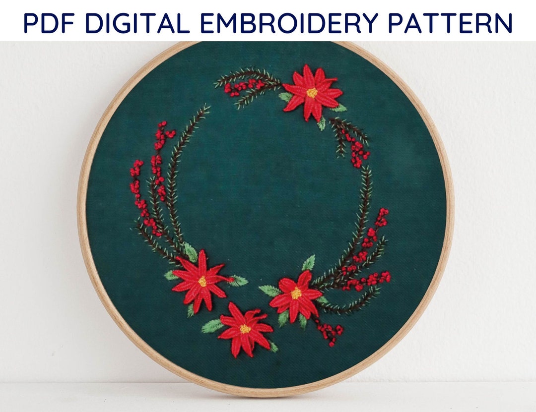 Winter Floral Wreath Embroidery Pattern Only PDF Instant - Etsy