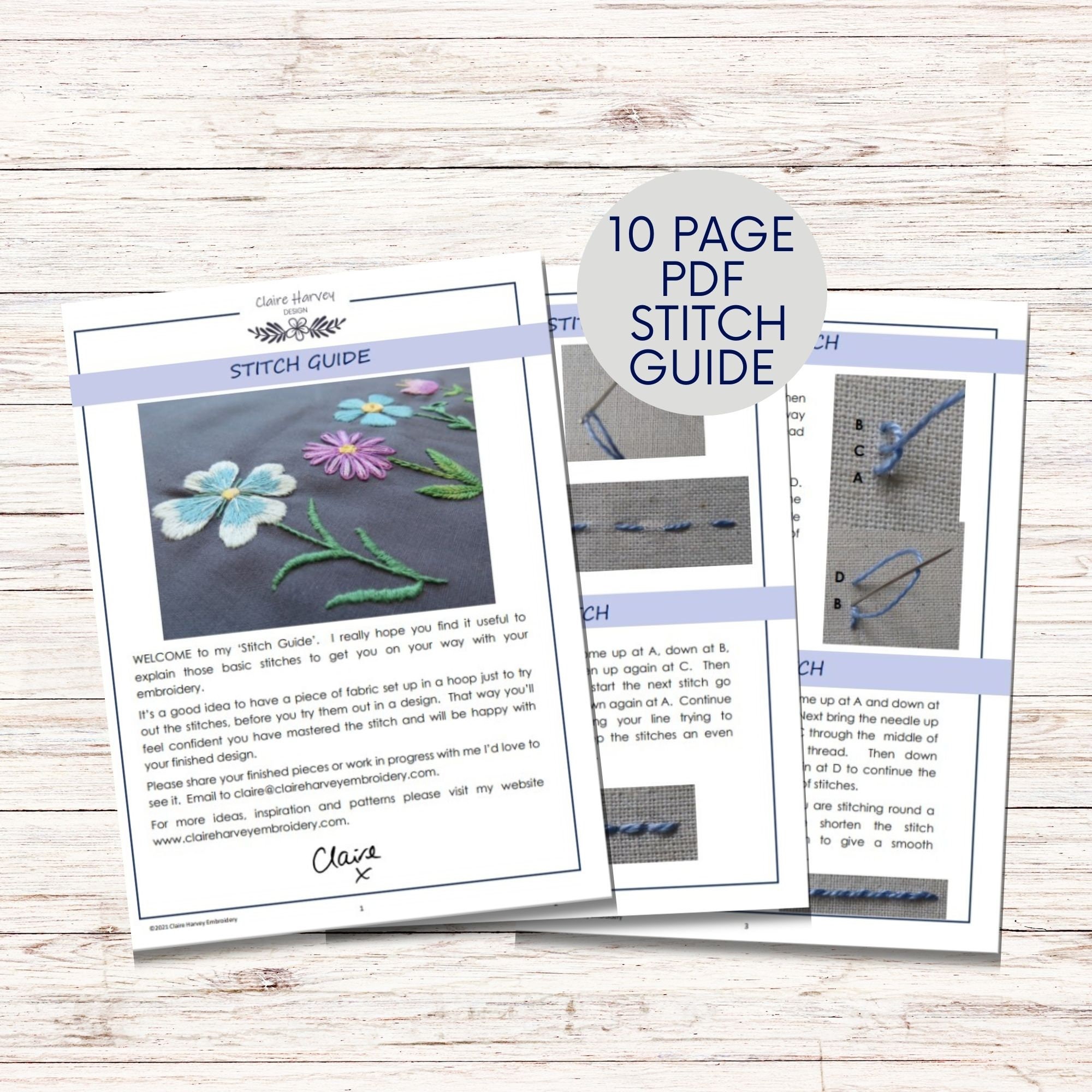 Beginner Stitch Guide Learn to Embroider 15 Basic Embroidery Etsy UK