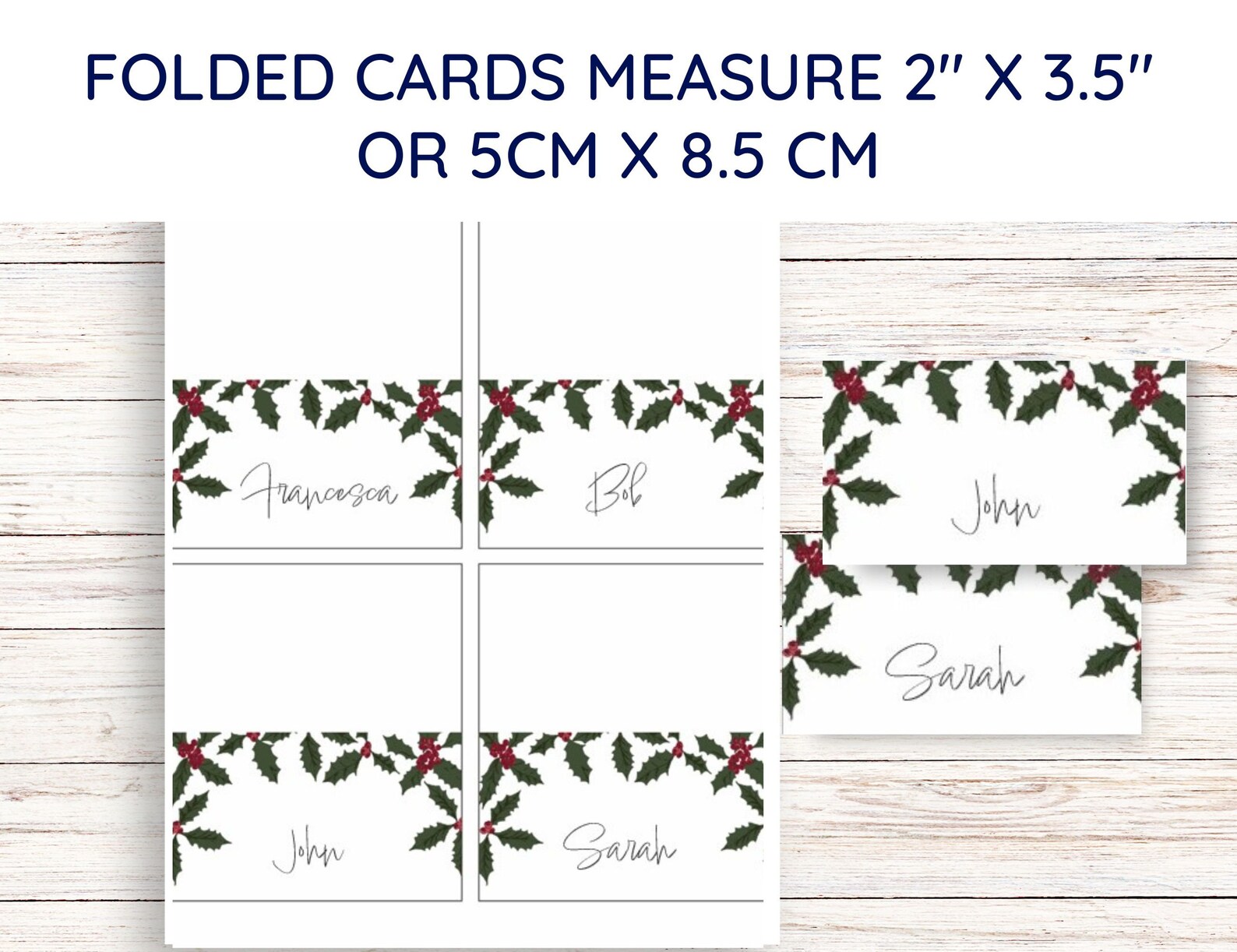 Printable Christmas Place Cards Editable in MS Word or Print Blank ...