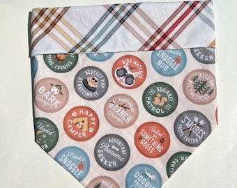 Bark Ranger Dog Bandana, Reversible Dog Bandana, Snap on Bandana, Tie on Bandana, Over the Collar bandana