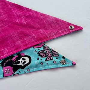 Hallo-Scream- Halloween bandana, dog bandana, over the collar bandana, tie on bandana, reversible bandana, snap on bandana, spooky bandana image 3