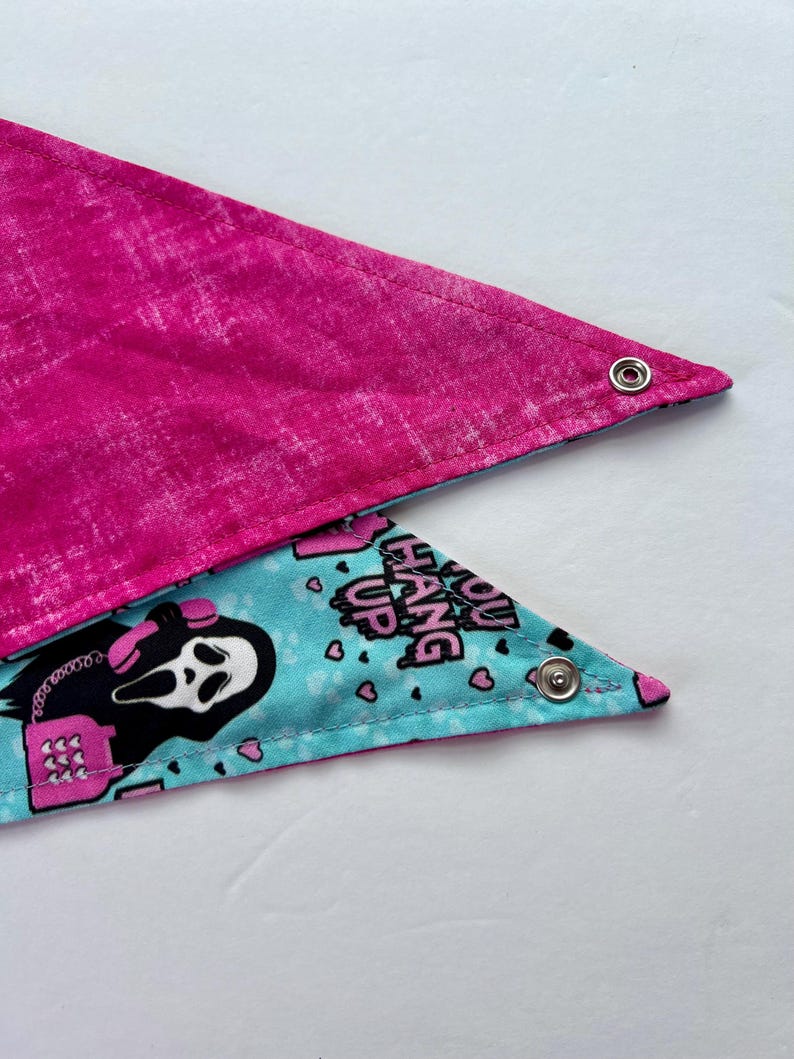 Hallo-Scream- Halloween bandana, dog bandana, over the collar bandana, tie on bandana, reversible bandana, snap on bandana, spooky bandana image 3