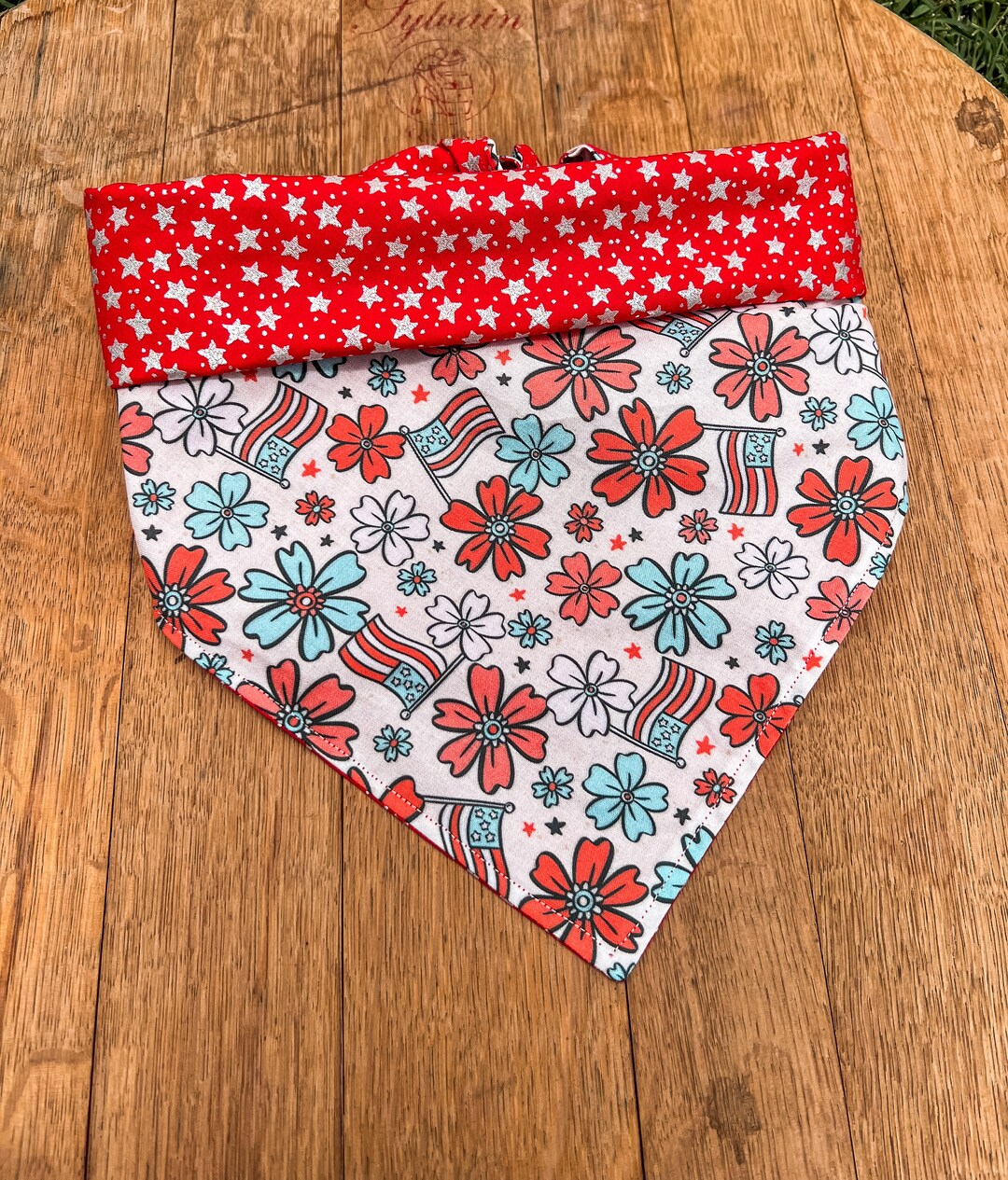 Patriotic Cutie Dog Bandana, Reversible Dog Bandana, Over the Collar
