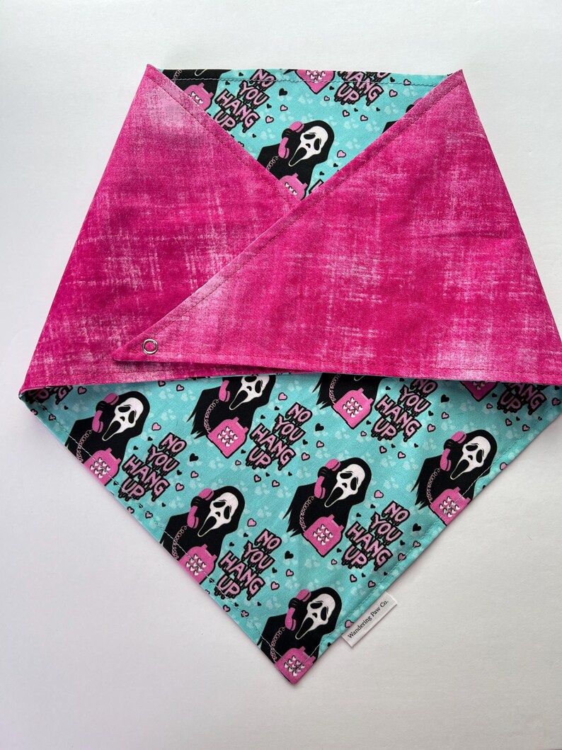 Hallo-Scream- Halloween bandana, dog bandana, over the collar bandana, tie on bandana, reversible bandana, snap on bandana, spooky bandana image 10