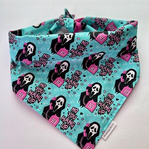 Hallo-Scream- Halloween bandana, dog bandana, over the collar bandana, tie on bandana, reversible bandana, snap on bandana, spooky bandana image 8
