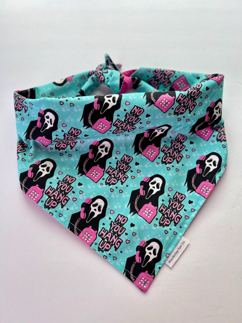 Hallo-Scream- Halloween bandana, dog bandana, over the collar bandana, tie on bandana, reversible bandana, snap on bandana, spooky bandana image 8