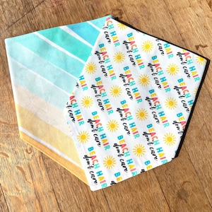 Beach Hair Don&#39;t Care - Dog Bandana, Over the Collar Dog Bandana, Reversible Dog Bandana, Summer Bandana, Tie on Bandana, Snap On Bandana