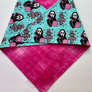 Hallo-Scream- Halloween bandana, dog bandana, over the collar bandana, tie on bandana, reversible bandana, snap on bandana, spooky bandana image 9