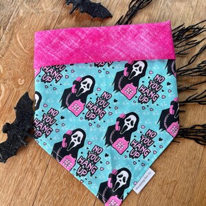 Hallo-Scream- Halloween bandana, dog bandana, over the collar bandana, tie on bandana, reversible bandana, snap on bandana, spooky bandana image 1