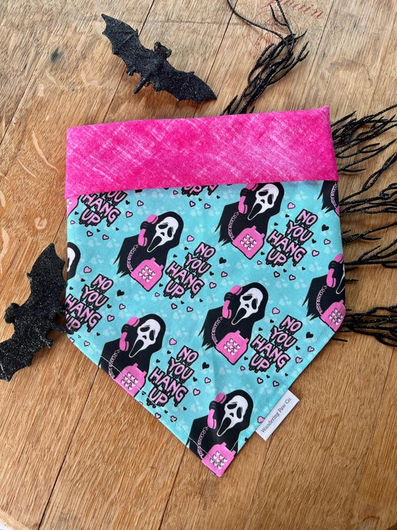Hallo-Scream- Halloween bandana, dog bandana, over the collar bandana, tie on bandana, reversible bandana, snap on bandana, spooky bandana