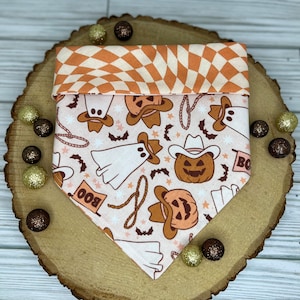Howdy Ghouls, Halloween bandana, over the collar dog bandana, Halloween, dog bandana