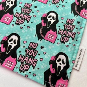 Hallo-Scream- Halloween bandana, dog bandana, over the collar bandana, tie on bandana, reversible bandana, snap on bandana, spooky bandana image 2
