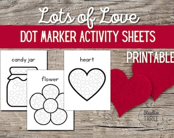 Mucho amor - Hojas de actividades de marcador de puntos - Do-A-Dot - Preescolar - Habilidades motoras finas - Pre-K - Preparación escolar - Sello de puntos - Marcadores de bingo