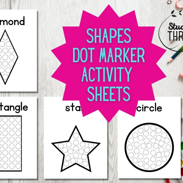 Shapes Dot Marker Activity Sheets - Preschool - Fine Motor Skills - Pre-K- Do-A-Dot - School Readiness - Shapes - Dot Stamp