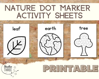 Hojas de actividades con marcadores de puntos de la naturaleza - Do-A-Dot - Actividad preescolar - Motricidad fina - Preescolar - Preparación escolar - Sello de puntos - Marcador de bingo