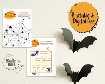 Hojas de trabajo de actividades preescolares de Halloween ~ Imprimibles ~ Digital ~ Imprimir en casa o usar tableta ~ Diversión de Halloween ~ Laberinto ~ Memoria
