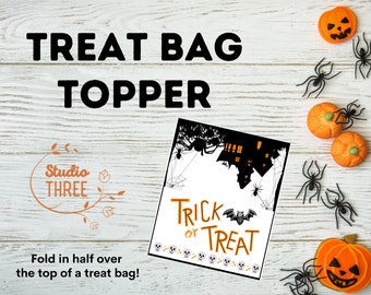 Topper de bolsa de truco o trato ~ Halloween ~ Truco o trato ~ Tronco o trato ~ Topper de bolsa de regalo imprimible ~ Casa encantada