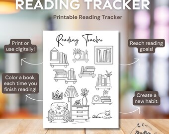 Hoja de seguimiento de lectura: imprima en casa o úsela digitalmente. ¡Manténgase encaminado hacia sus objetivos de lectura!